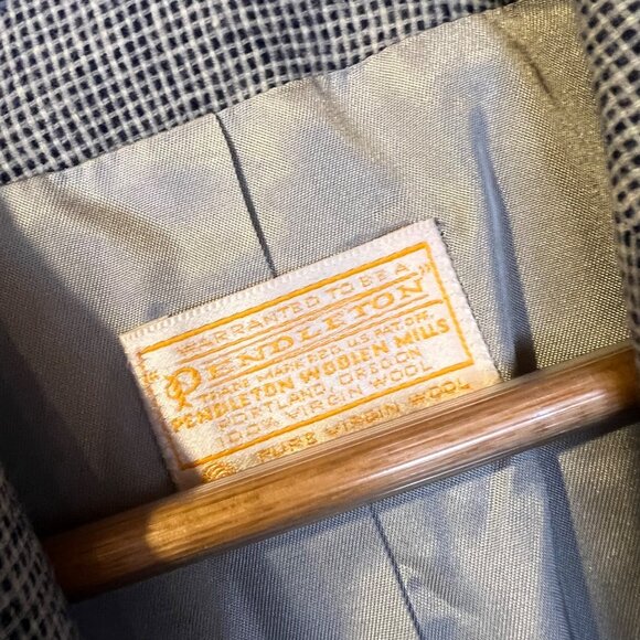 Vintage Pendleton Black White Plaid Gingham Wool Blazer Jacket S Academia Preppy - Picture 5 of 5